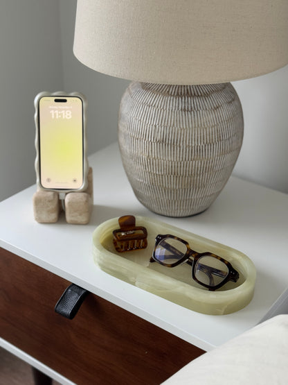 Nightstand Bundle: Travertine Phone Stand & Tray Combo